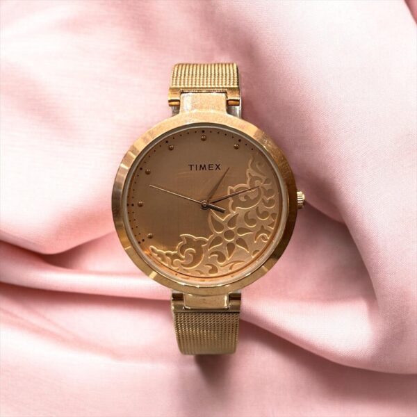 Timex Fashion Women's Rose Gold Dial Round Case 3 Hands Function Watch