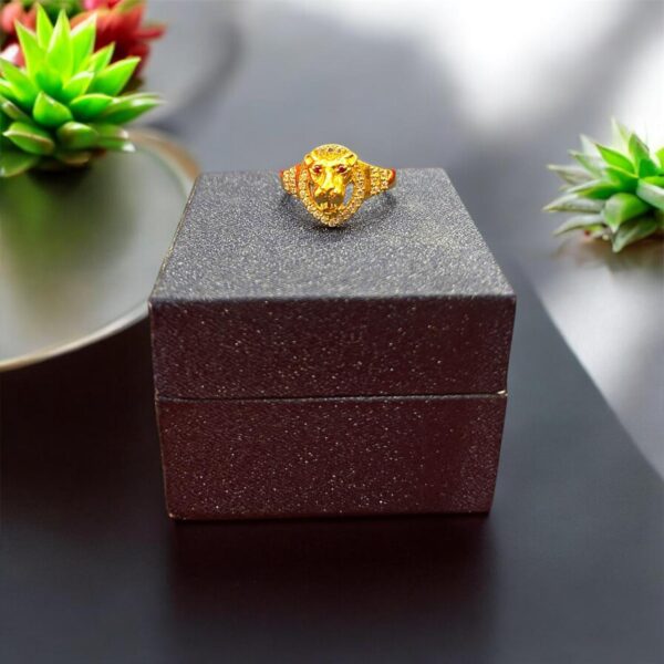 Gold Ring with Lion Design - Men