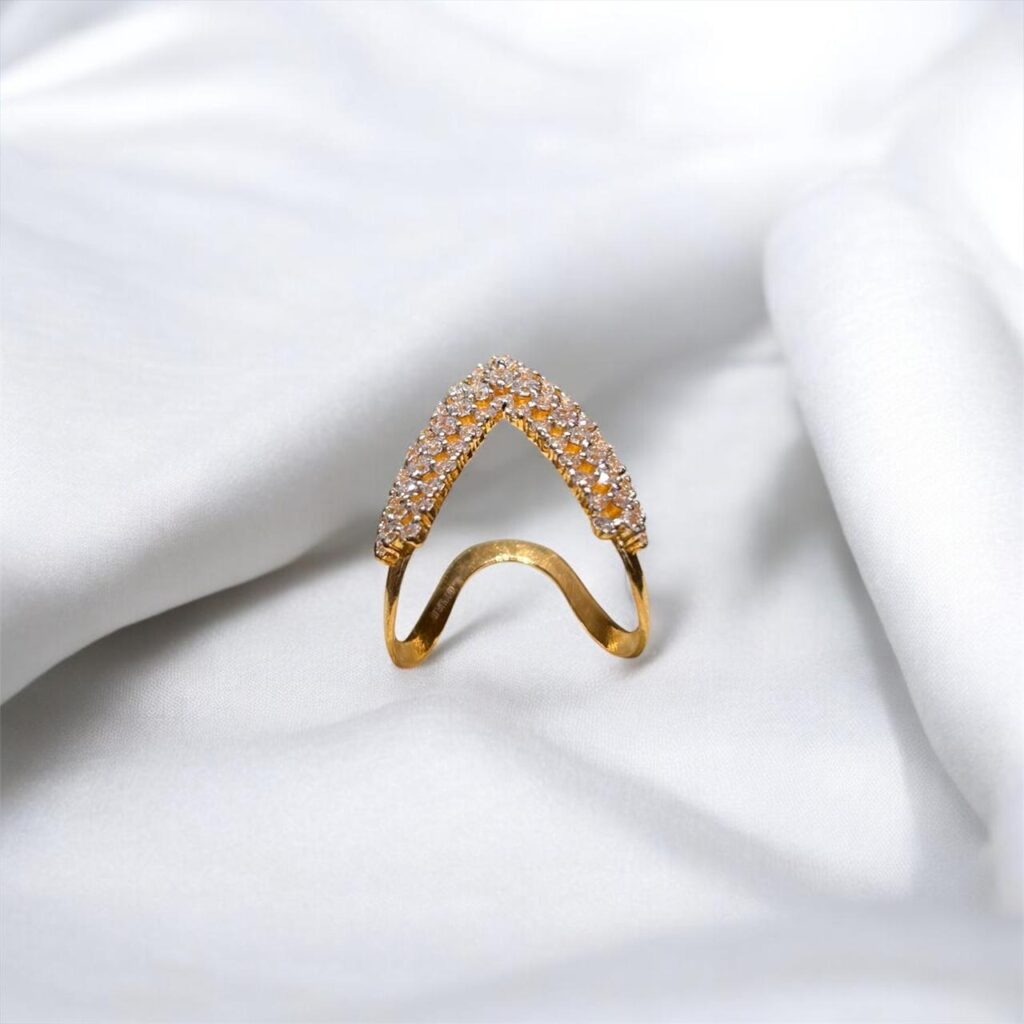 Vanki Gold Ring with American Diamond - Women