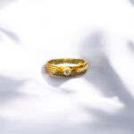 Gold Ring with White Single Stone - Women