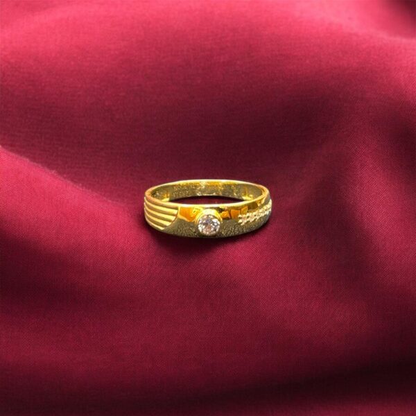 Gold Ring with White Single Stone - Women