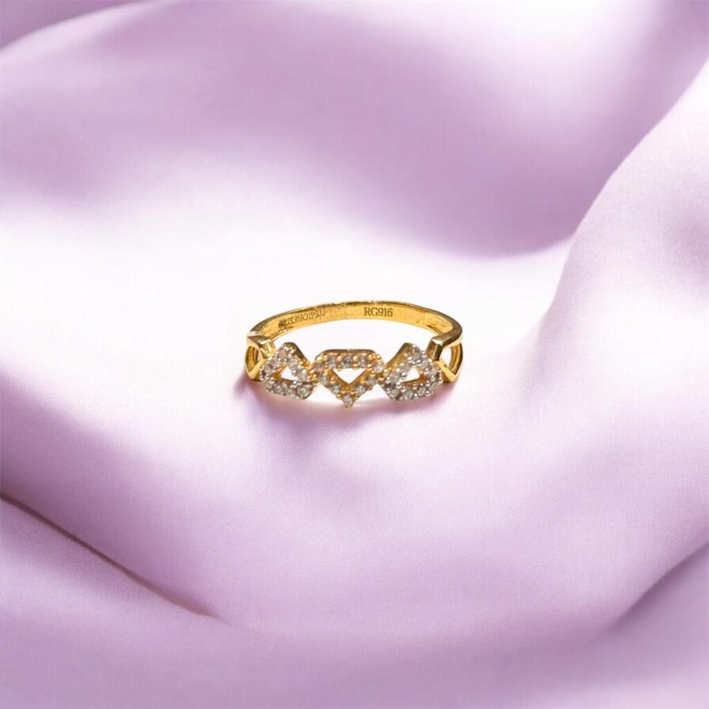 Gold Ring with American Diamond - Women